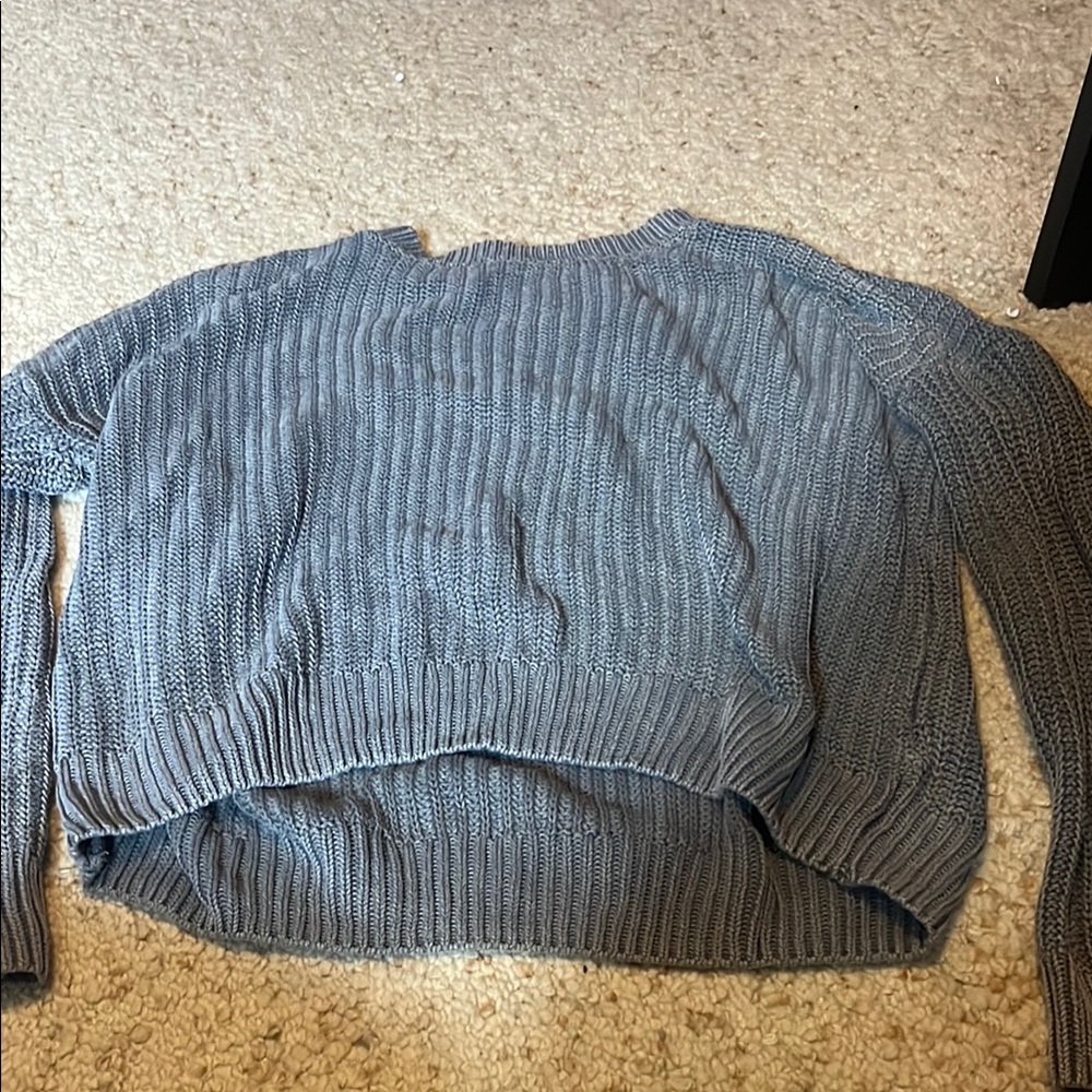 Forenza Gray Crew Neck Sweater with Ribbed Texture